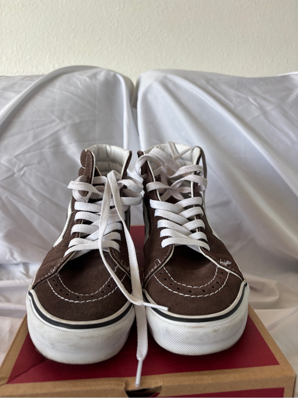 Vans Brown and White High-Top Suede Sneakers - Picture 2 of 8